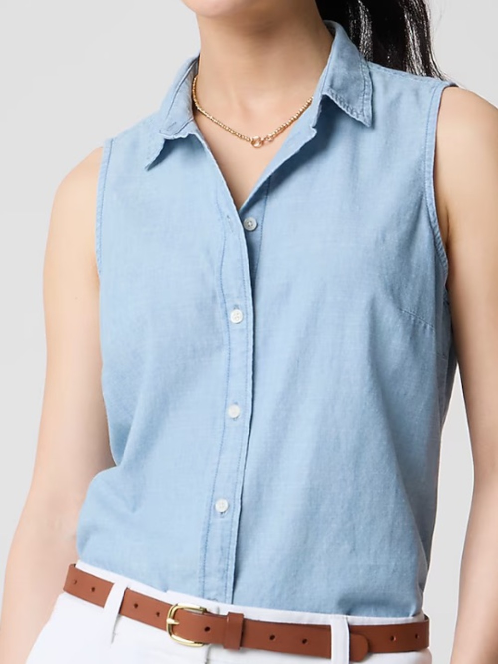 J crew sleeveless chambray top